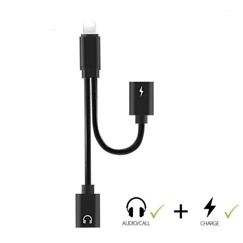 black 2 in 1 double jacks headphone audio adapter for iphone