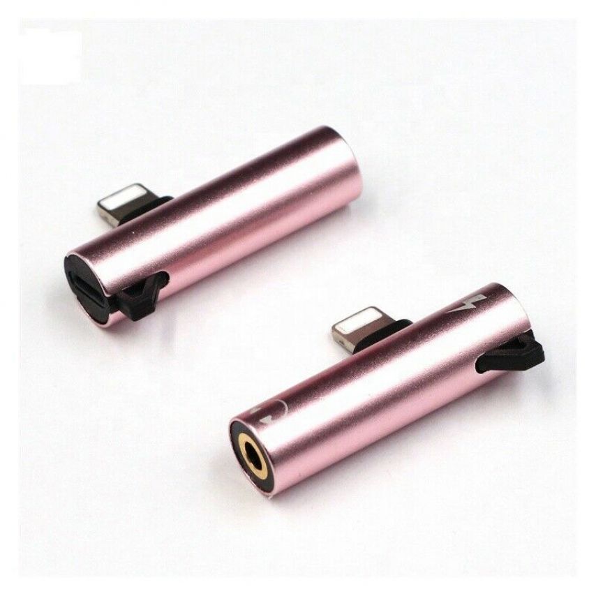 pink round 2 in1 iphone audio splitter adapter