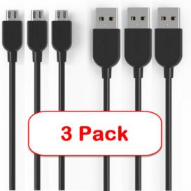 Black 3-pack Micro Usb Cable Fast Charger