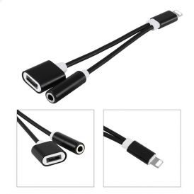 Lightening To 3.5mm Female Dual Wire Audio Adapter Black