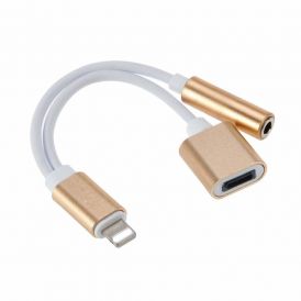 Lightening To 3.5mm Female Dual Wire Audio Adapter Gold
