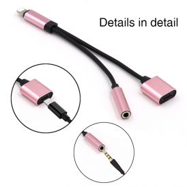 Lightening To 3.5mm Female Dual Wire Audio Adapter Pink