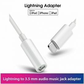 Lightening To 3.5mm White Audio Headphone Jack Adapter
