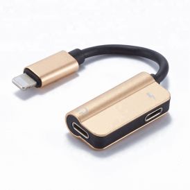 Lightening To Lightening 2-in-1 Audio N Charger Gold