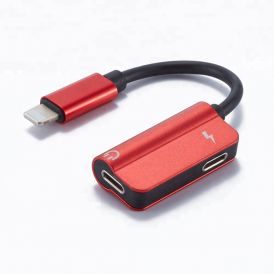 Lightening To Lightening 2-in-1 Audio N Charger Red