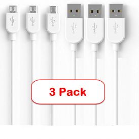 White 3-pack Micro Usb Cable Fast Charger