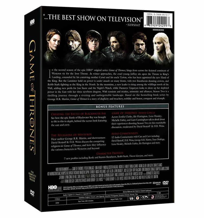 game of thrones season 2 dvd
